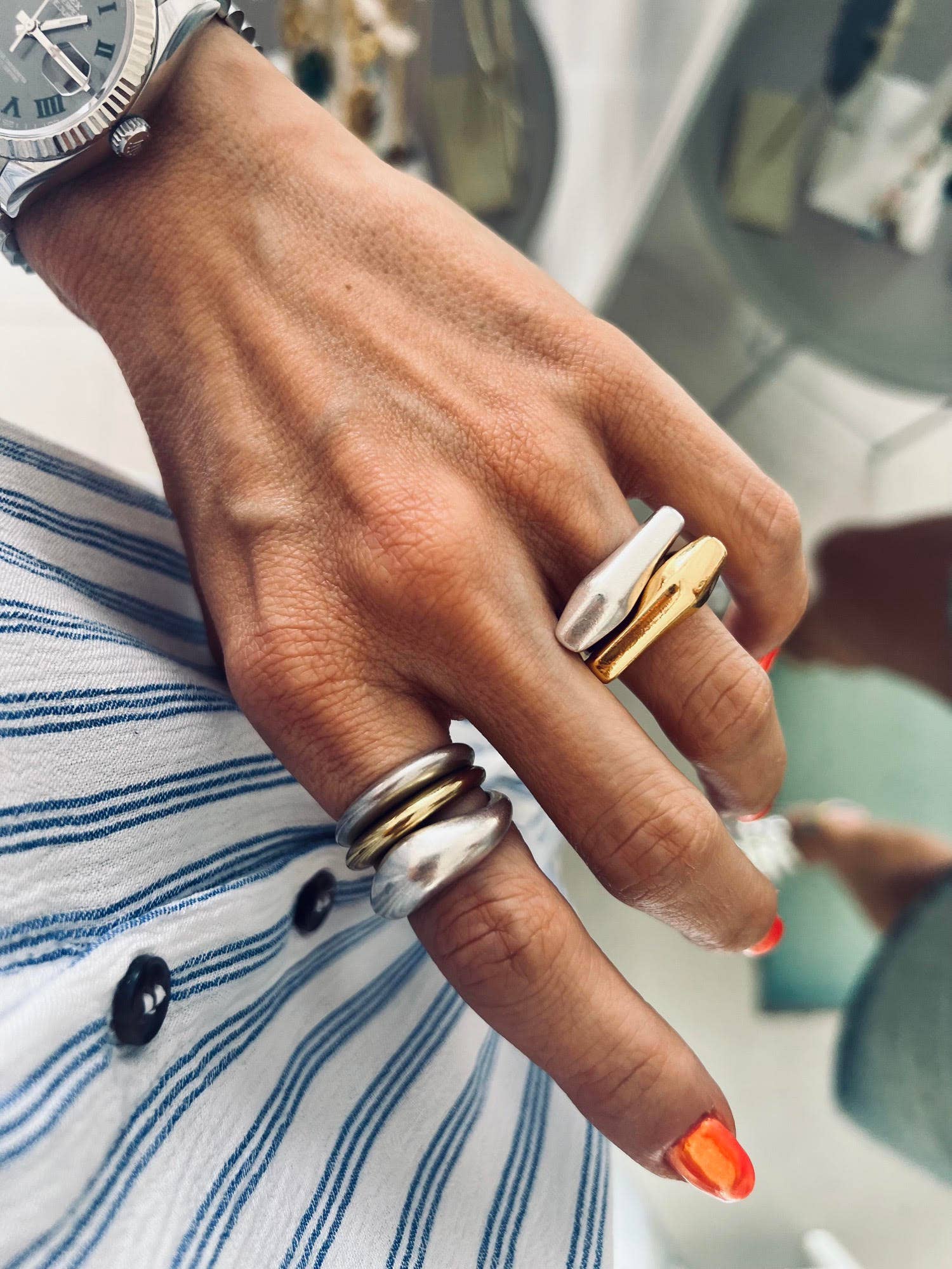 Goupi - Wholesale Band/Stacked Ring - Asymmetric rings in gold and silver5