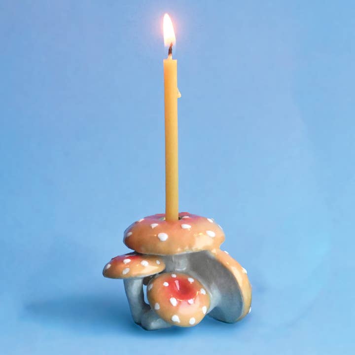 Camp Hollow Porcelain Animal Treasures - Wholesale Cake/Cupcake Topper - Orange Mushroom Cluster Cake Topper
