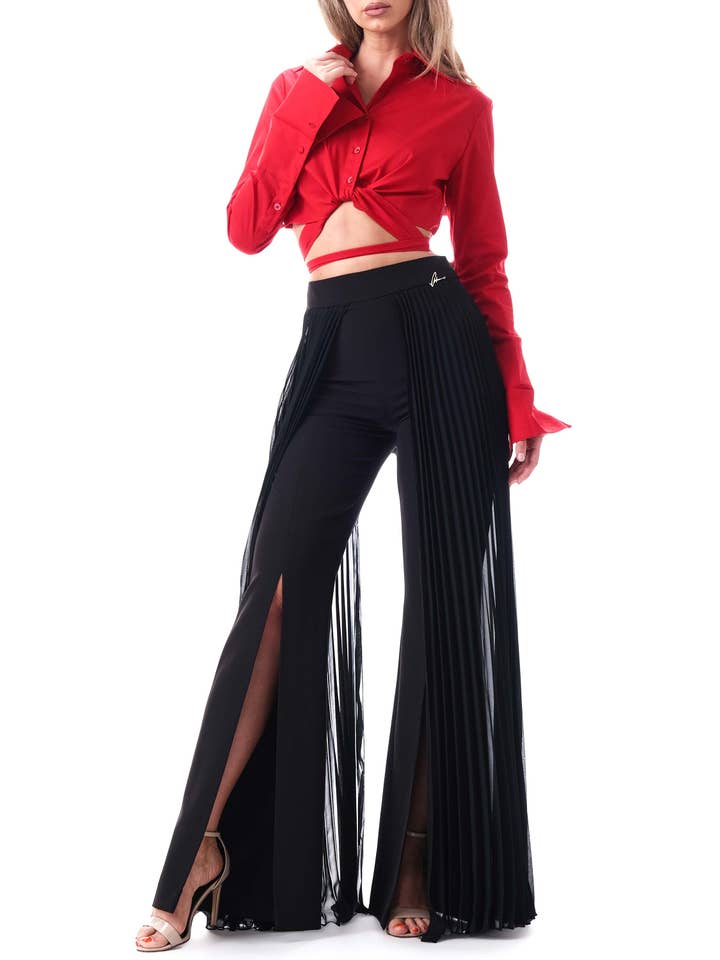 ANTONIA NAE LONDON - Vente Pantalon – femme - Pantalon avec mousseline plissée sur les côtés2