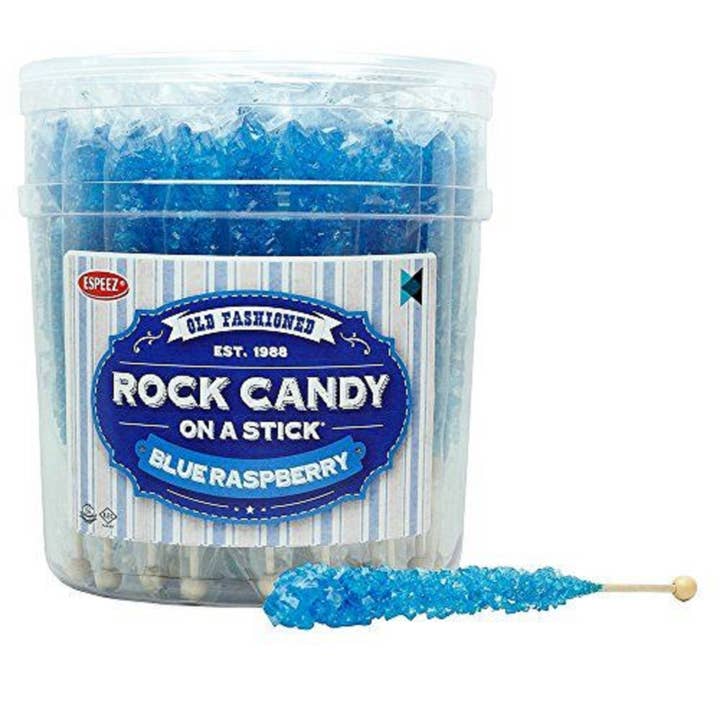 Candy Barn Express - Wholesale Hard Candy - Rock Candy On A Stick - Blue Raspberry - 36 Ct. Tub