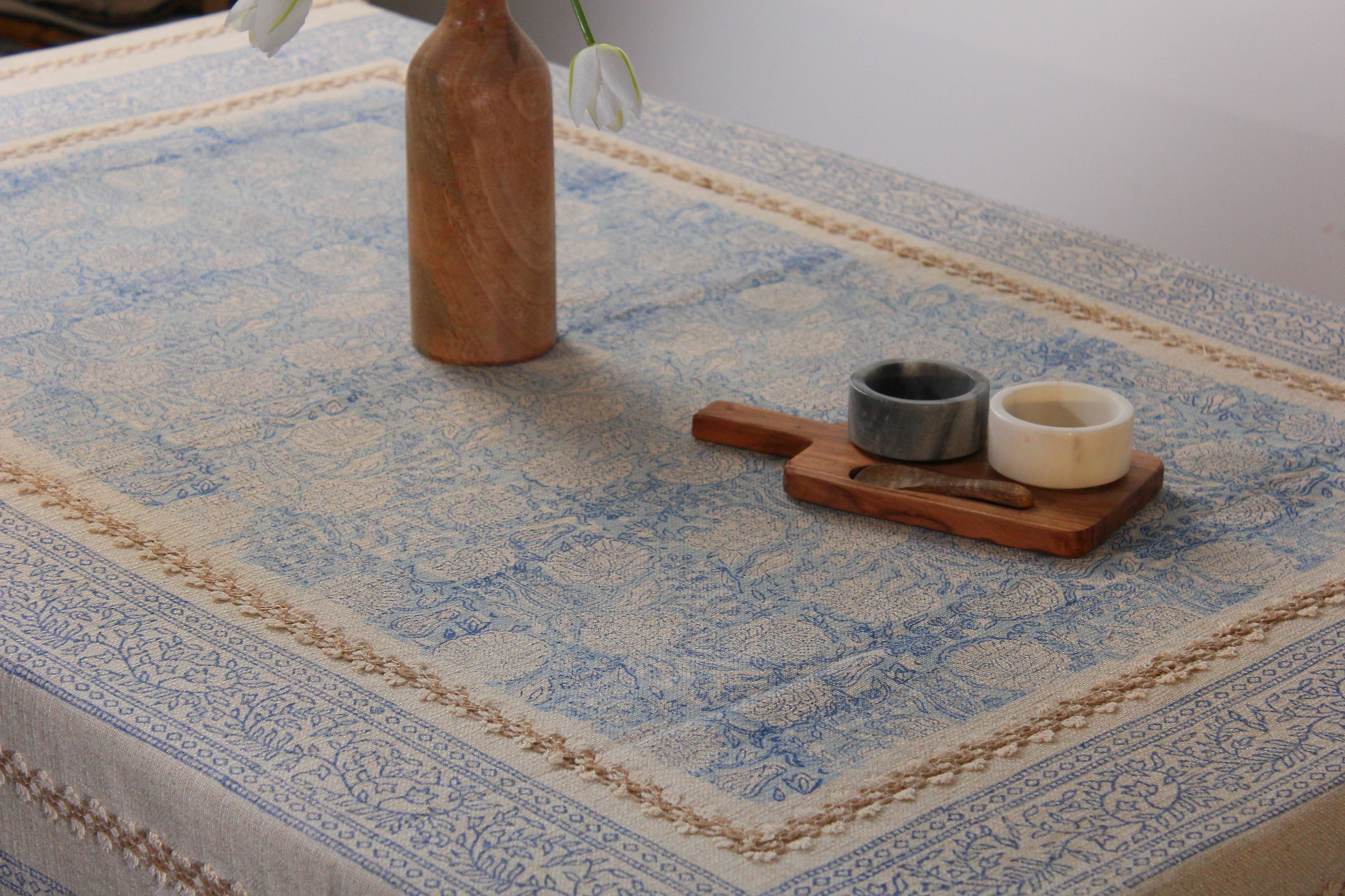 Eyda Homes - Wholesale Tablecloth - Handmade Cotton Tablecloth | Floral Block Print Table Cover10