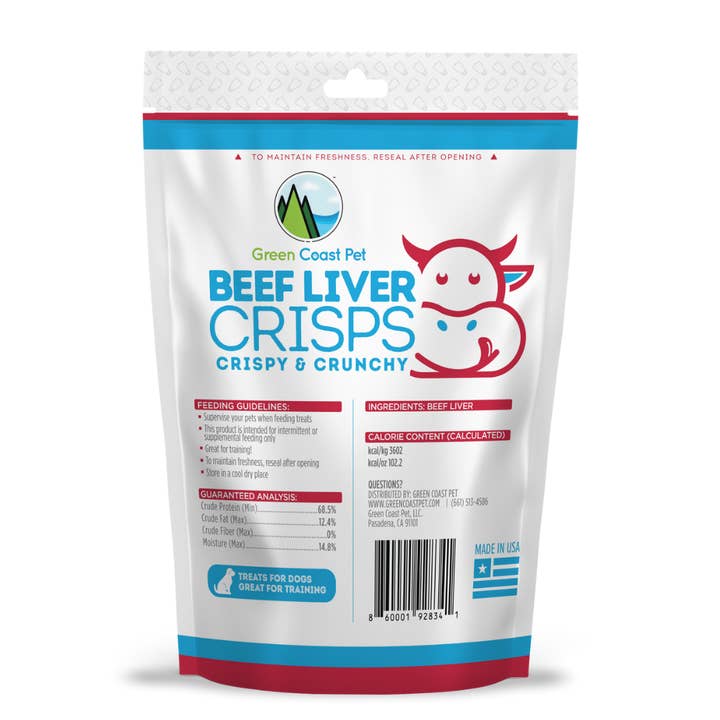 Green Coast Pet - Wholesale Pet Treats - Dog - Beef Liver Crisps-Dogs All Natural High Protein Low-Calorie