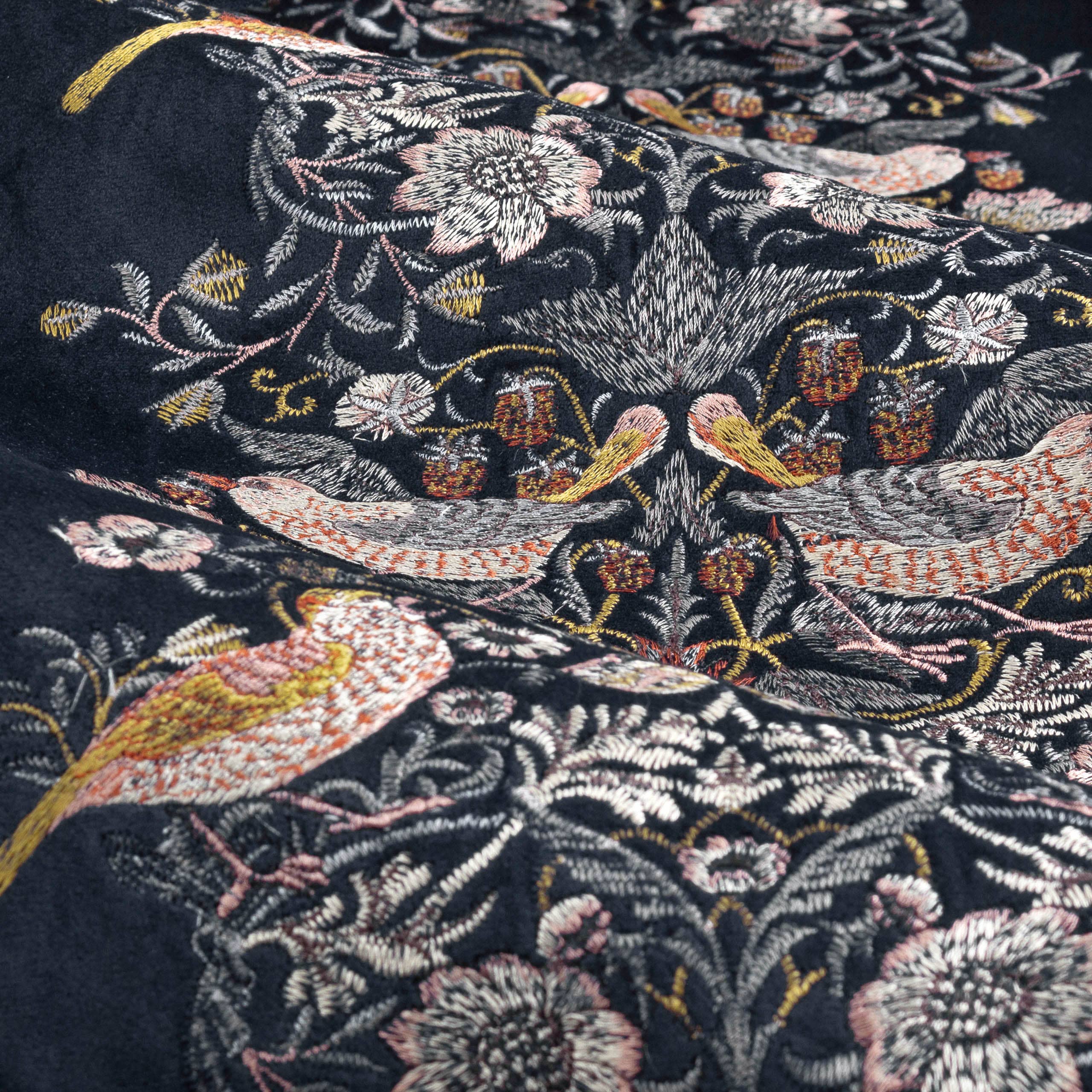 Strawberry Thief Velvet Pencil Pleat Curtains Indigo for wholesale on Faire5