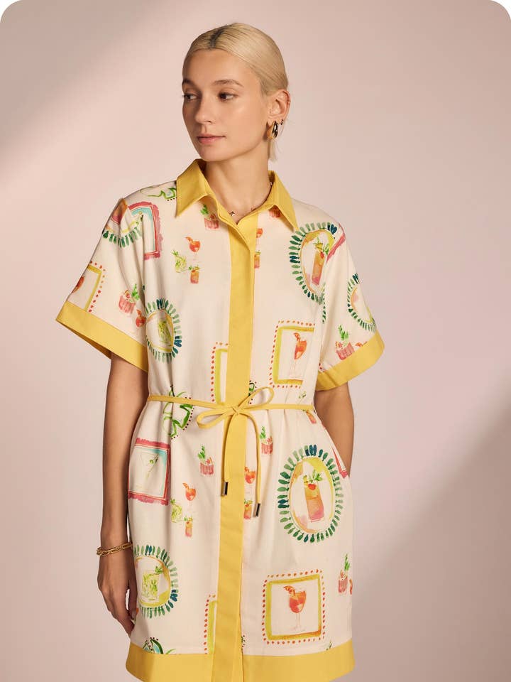 Robe chemise imprimée Happy Hour pour la vente par Strut & Bolt