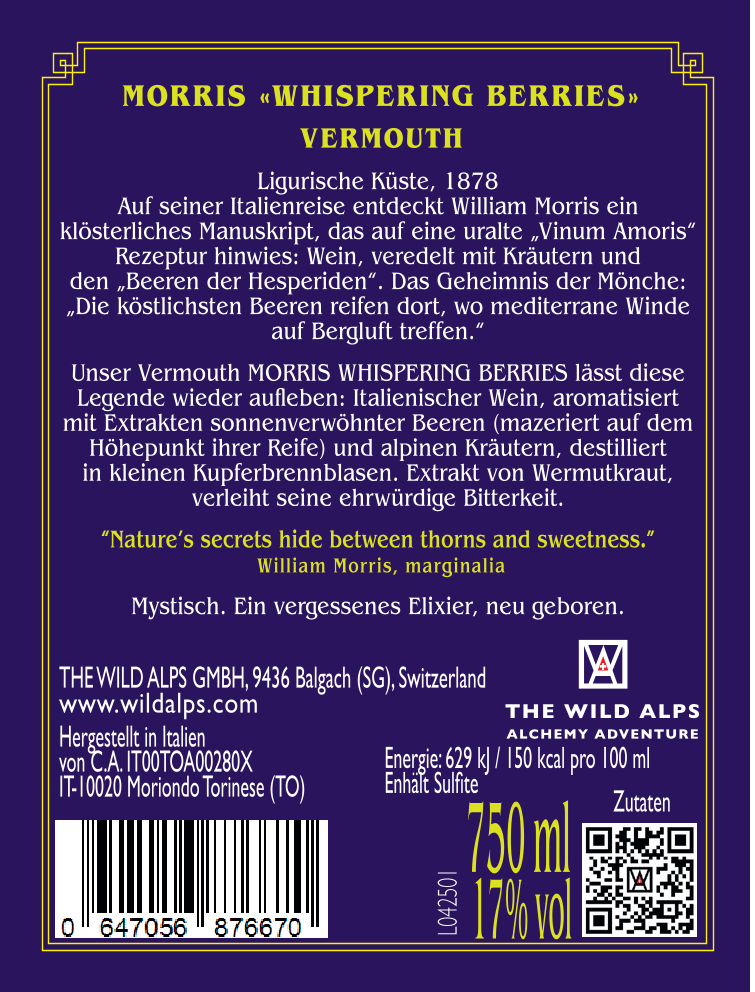 The Wild Alps Distillery - Wholesale Vermouth/Aperitif - MORRIS Whispering Berries - Vermouth3