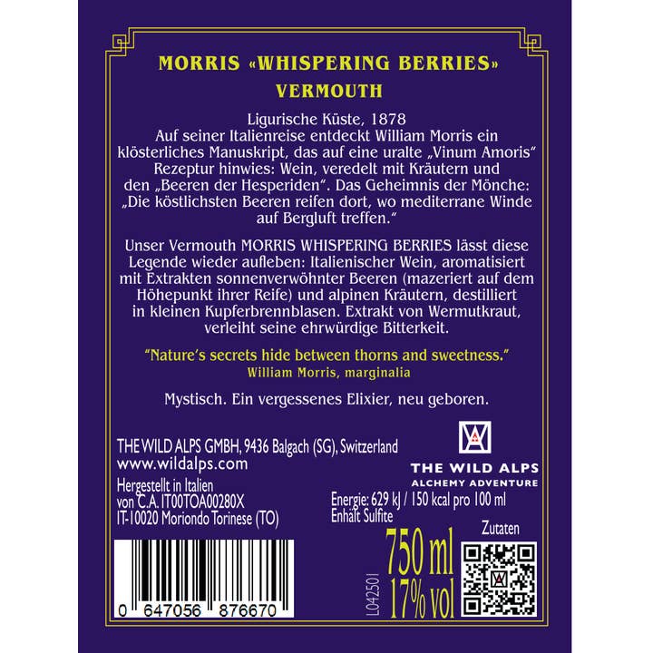 The Wild Alps Distillery - Wholesale Vermouth/Aperitif - MORRIS Whispering Berries - Vermouth3