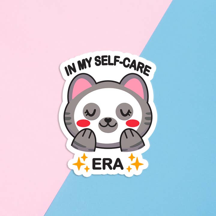 Lemon Whiskers - Wholesale Phone & Laptop Stickers - In My Self Care Era| Large Waterproof Cat Sticker