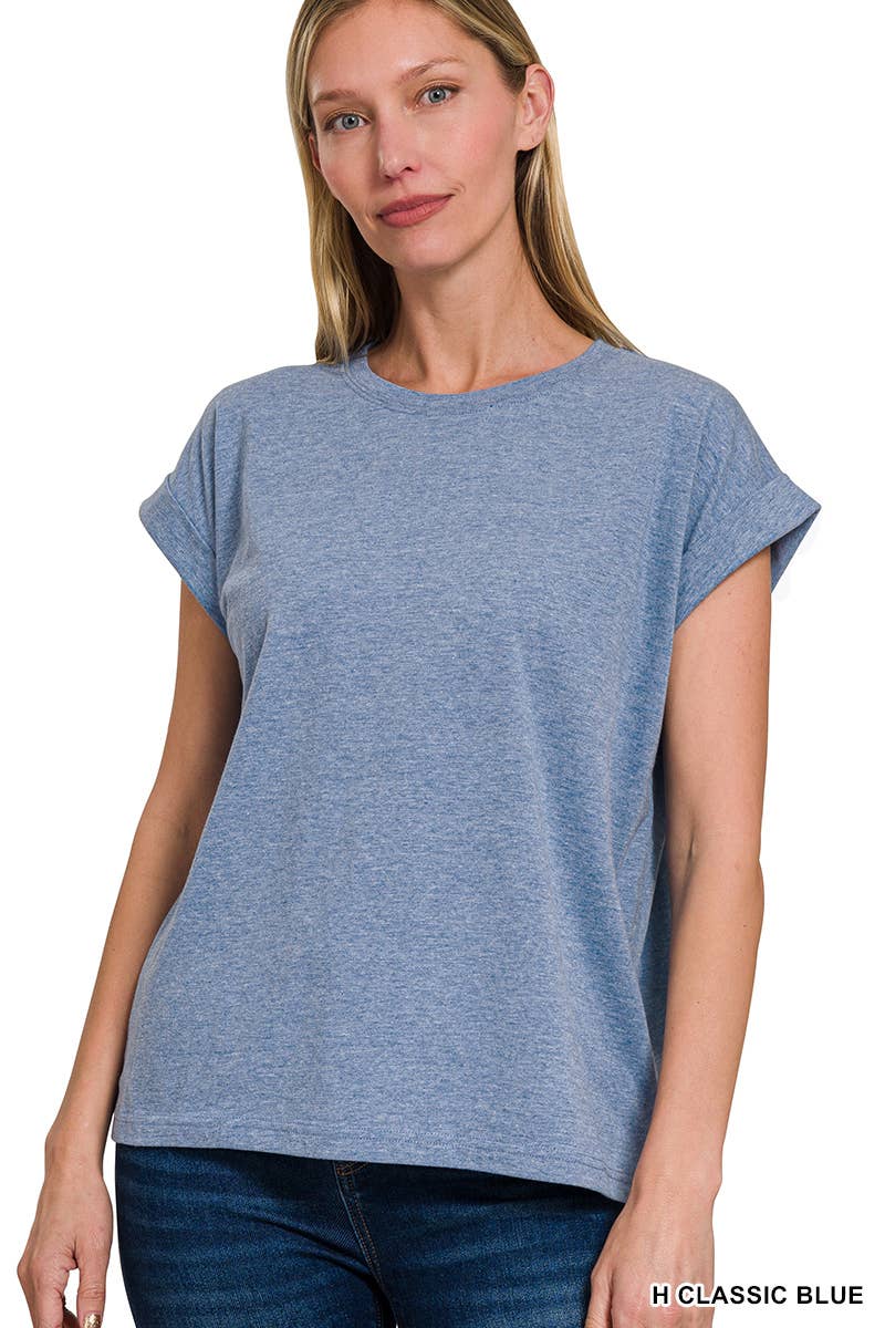 42POPS - Wholesale T-Shirt - Women's - `.Round Neck Folded Short Sleeve T Shirt8