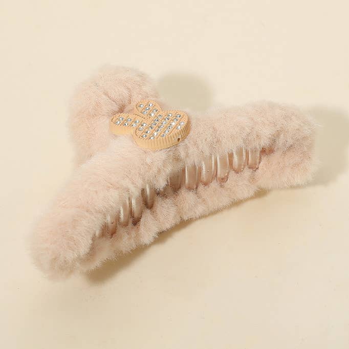 12 STK - Kanin Accent Fuzzy Plys Pels Hårklo Klemmer for engroshandel hos Sensibling Corp.