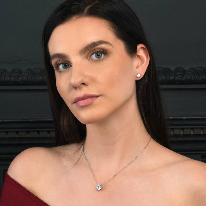 Namana - Wholesale Stud/post earrings - 925 Sterling Silver Solitaire Bezel Set Stud Earrings for Women2