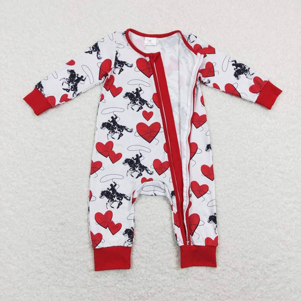 Aier Wholesale - Wholesale Jumpsuit - Baby - Baby Kids Rodeo Western Zip Valentines Hearts Rompers1