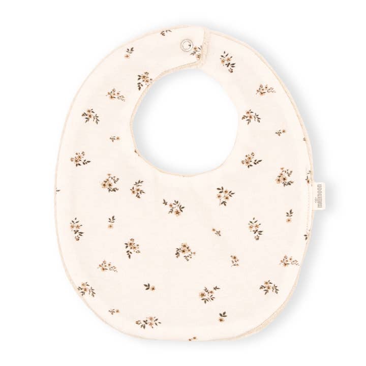 Bavoir maille coton bio fleuri écru pour la vente par Millinoon