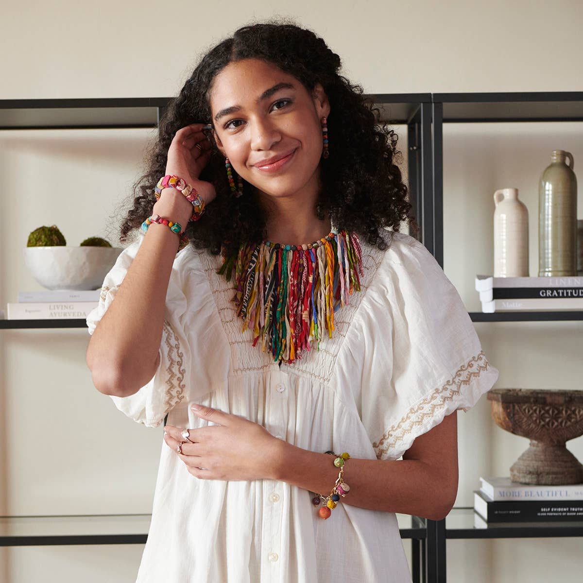 WorldFinds - Wholesale Bib Necklace - Kantha Fringe Collar Necklace1