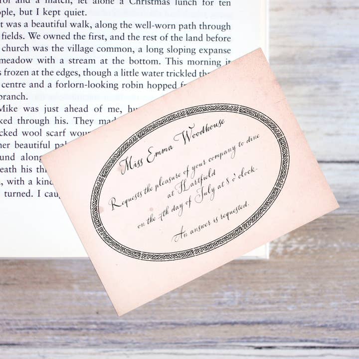 Emma Jane Austen Bookmark Invitation to Hartfield for wholesale by Literary Craft Parlour