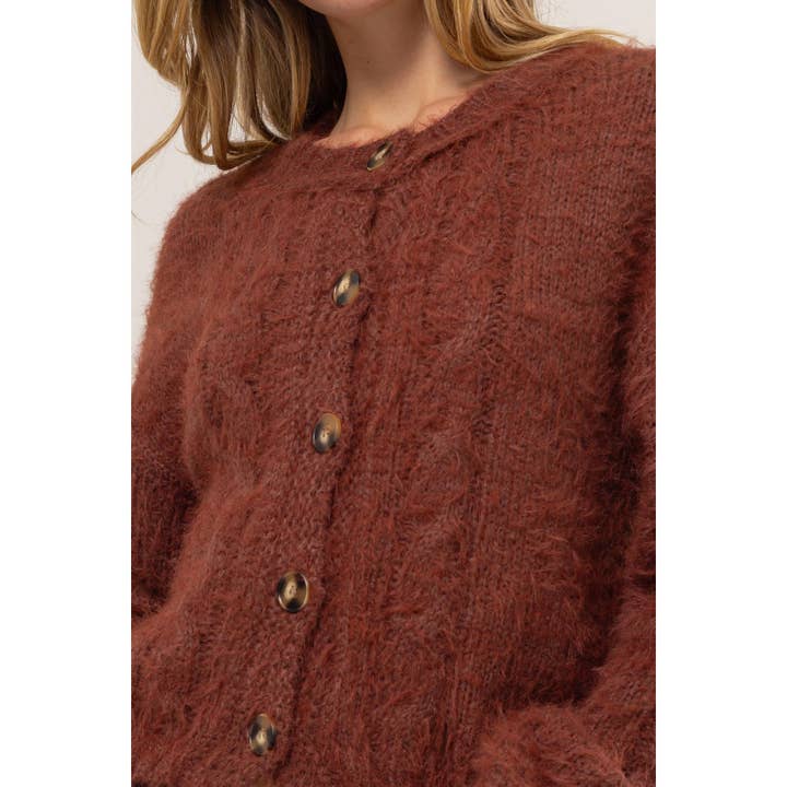 HYFVE - Wholesale Cardigan - Women's - DZ24G051-Drop Shoulder Cropped Cardigan