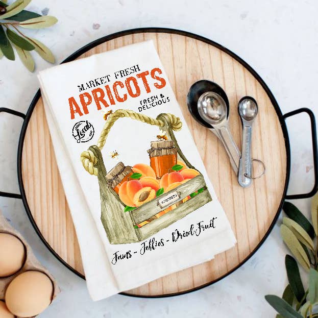 Avery Lane Gifts - Wholesale Tea Towel - Country Farm Apricot Fruit Kitchen Cotton Tea Towels