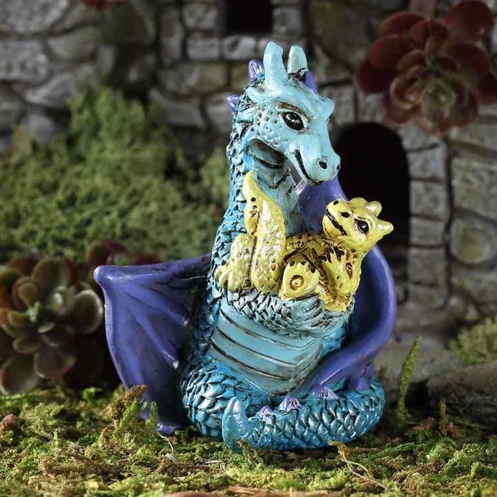 Mum & Baby Dragons (Fiddlehead) Fairy Garden Figurine for wholesale by Fairygoodies