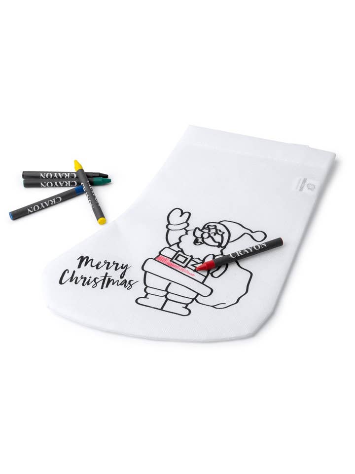 Non-woven sock with Santa Claus and crayons design for wholesale by STAR WAY, S.L.