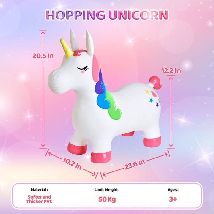 Fun Little Toys - Wholesale Inflatable Toy - Kids & Baby - 20.5 Inches Bouncy Horse Hopping Unicorn