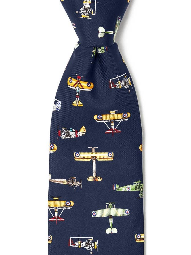 Vintage U.S Warplanes Tie - Navy Blue Silk for wholesale by Alynn