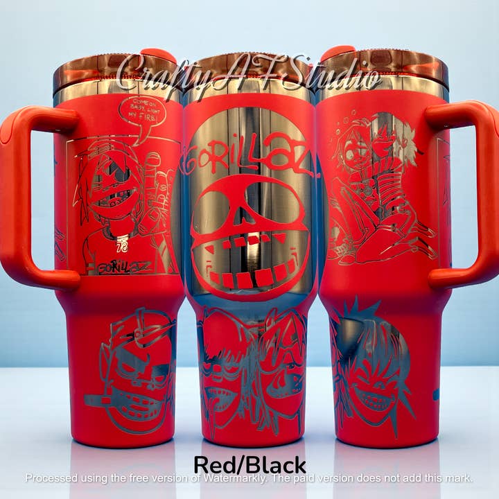 40oz Gorillaz Music Band Themed Laser Engraved tumbler for wholesale by Crafty AF Studio