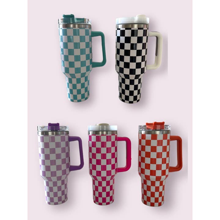 Gobelet géant 1,2 L à motif damier tendance - LoveLina pour la vente par LoveLina