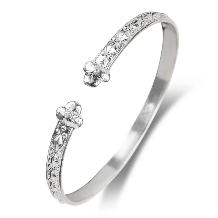 Bedre smykker solid .925 sterlingsølv flad vestindisk armring med agernender, 1 stk. for engroshandel hos Better Jewelry