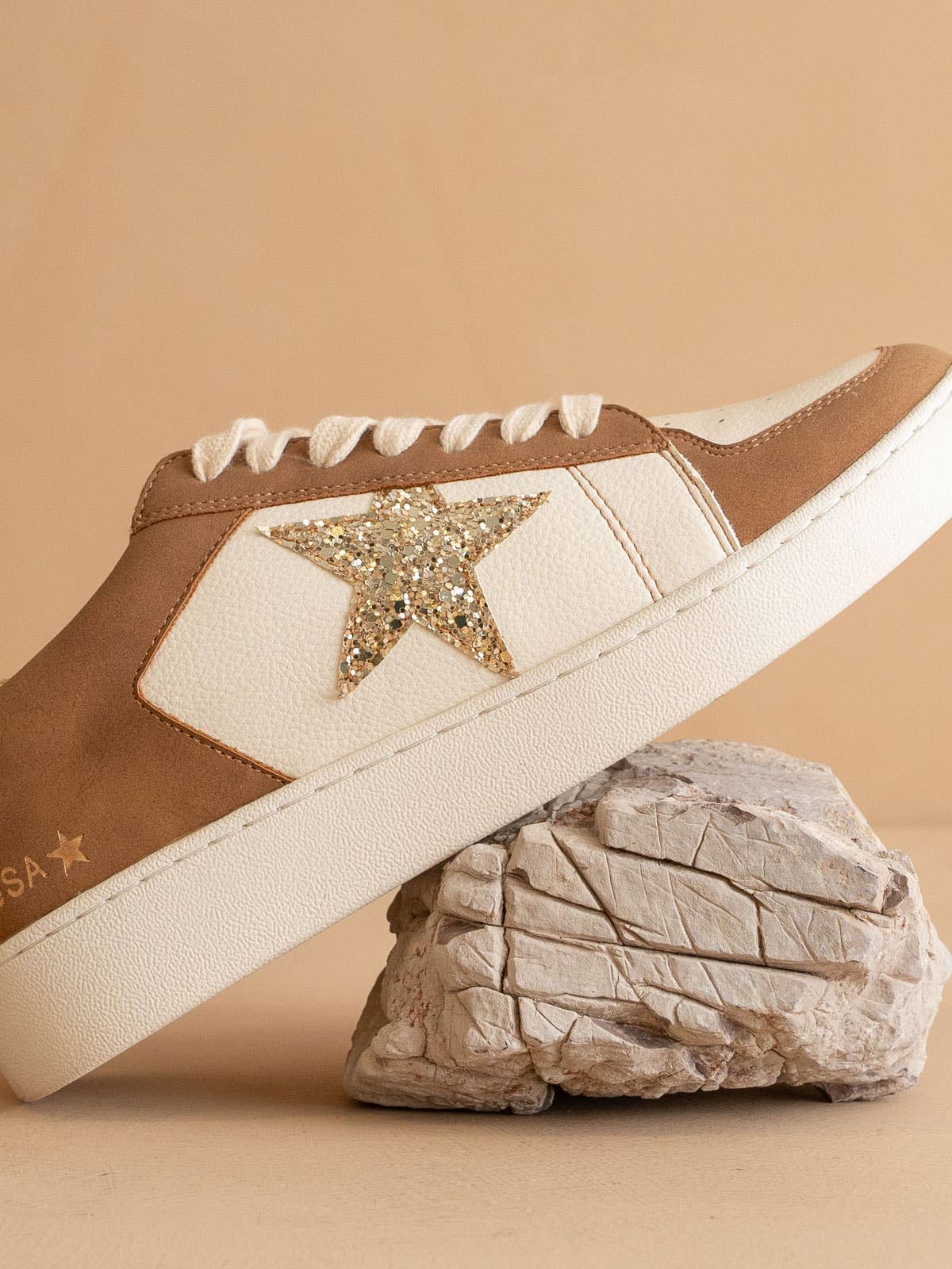 The Liberty | Camel Glitter Star Sneaker for wholesale on Faire2