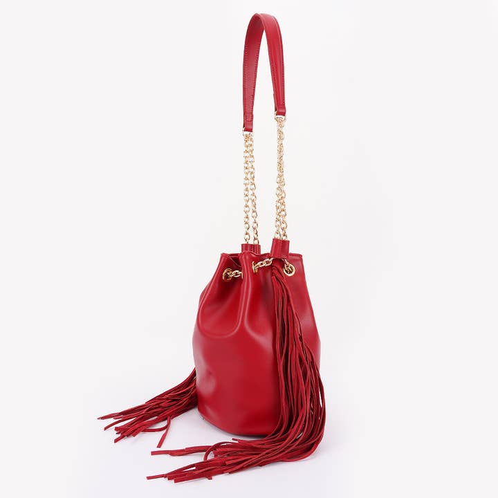 3AM BY H&D ACCESSORIES - Wholesale Crossbody Bag - Women's - Chic Fringe & Chain Bucket Bag3