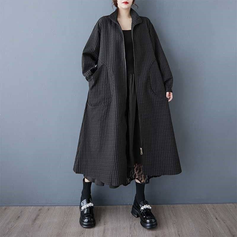 OceanusSwim – wholesale Coat – Women’s – Loose Fit Plus Size Mid-Length Coat By Huahua Vogue2