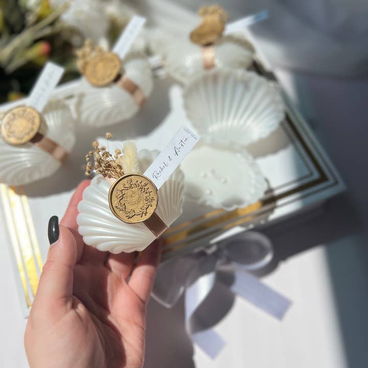 Uniq Favors - Wholesale Party Favor - Oyster Candle, Seashell Candle Wedding Favors, Beach Wedding