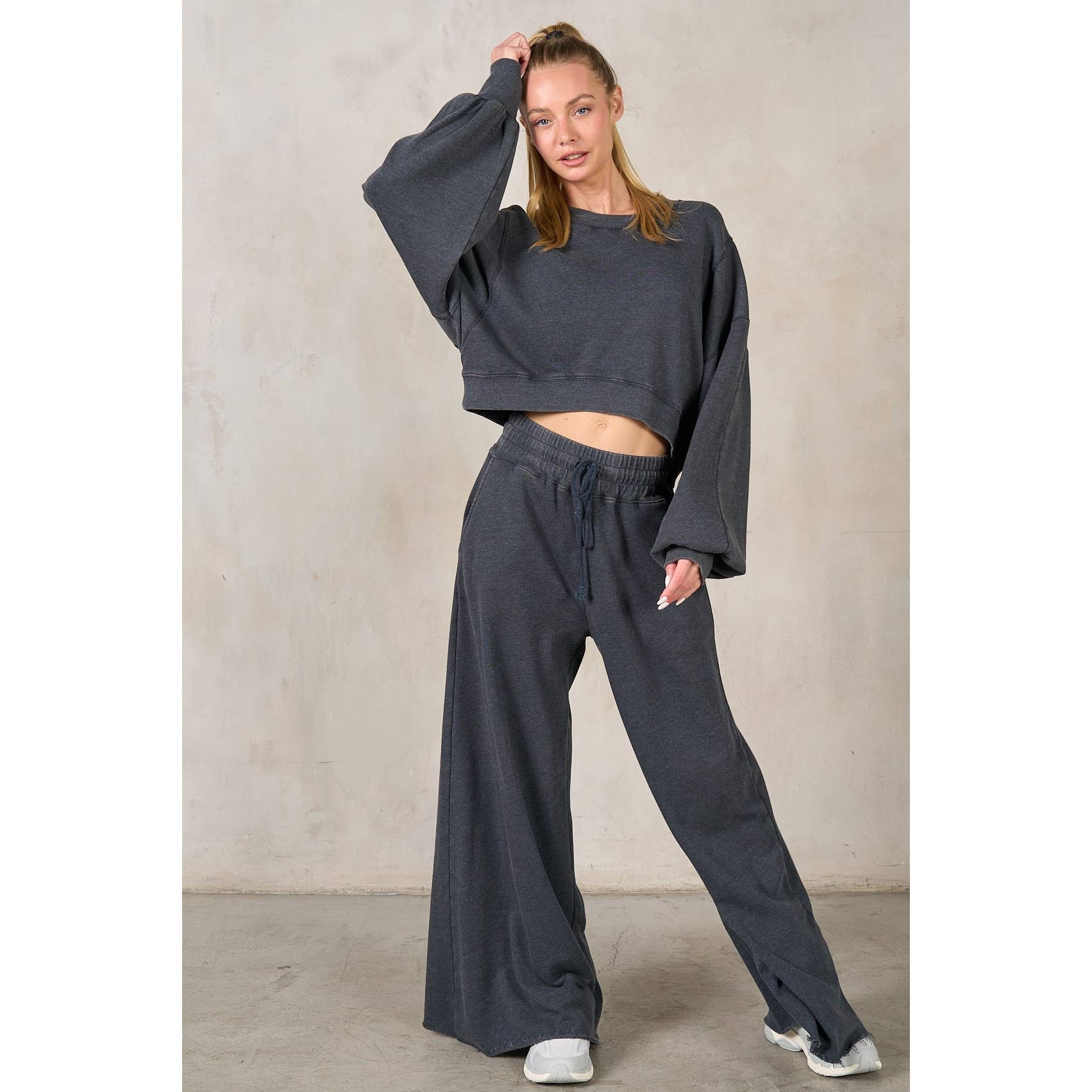 lalamia - Wholesale Pants - Women's - Matching Rib Wide Oversize Sweatpants7