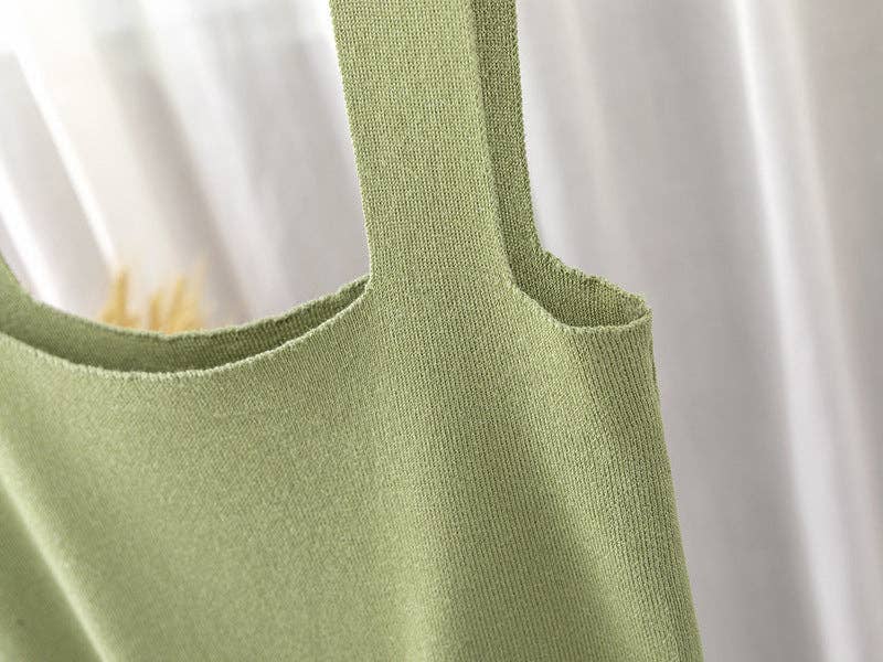 Sweetkama - Vendita all'ingrosso Top in maglia - Donna - Top corto da donna in maglia a due spalle in tinta unita 3047