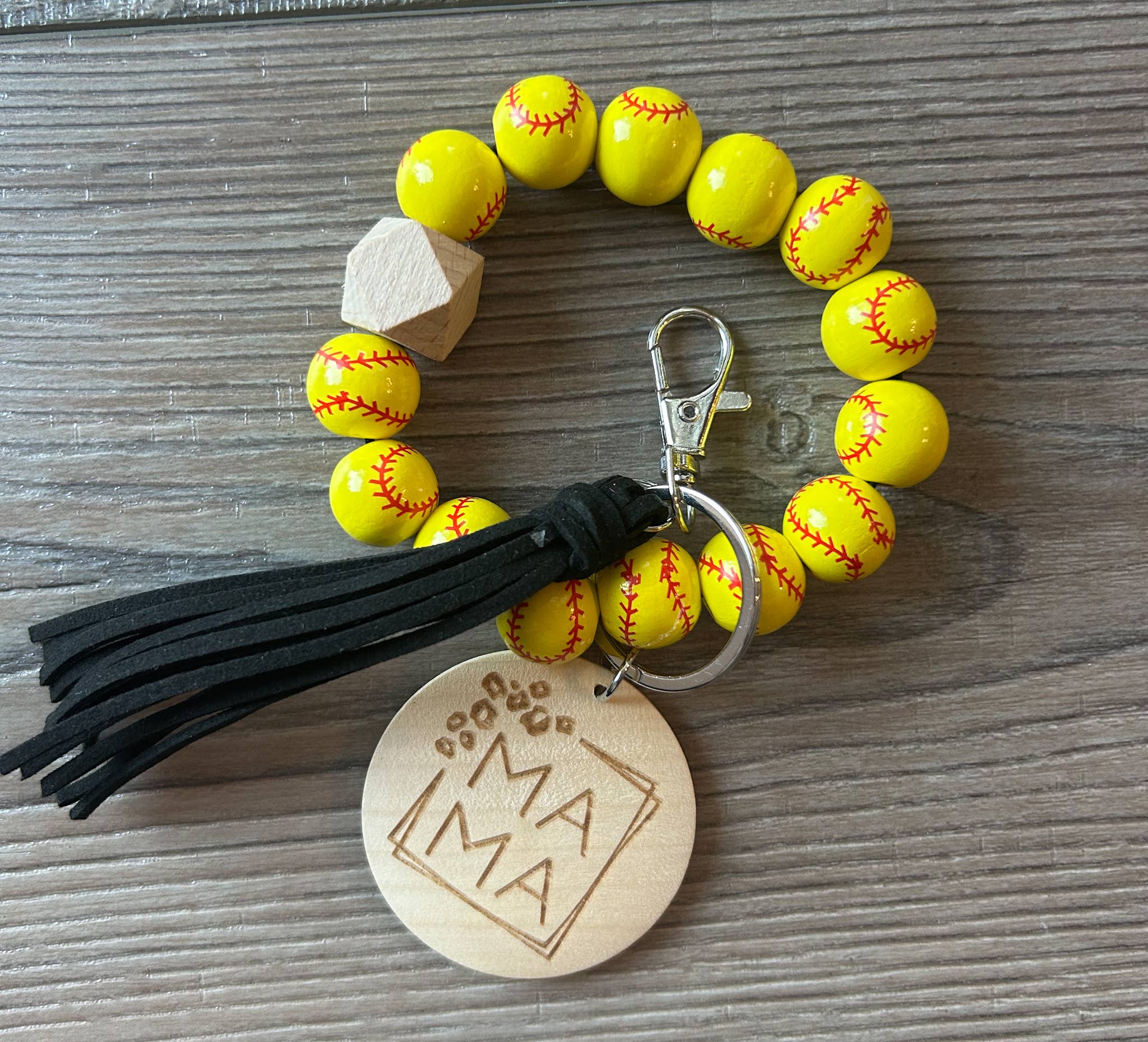 JILLIAN INK LLC - Wholesale Keychain - Women's - Mama Sports Keychain with Wooden Beads4