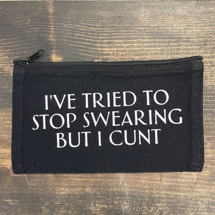 Three Black Cats Inc. - Vendita all'ingrosso Astuccio - Donna - Ho provato a smettere di imprecare ma non posso, Zipper Pouch