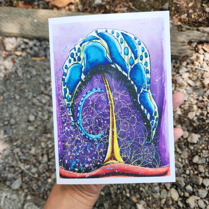 Mushroom Aquarelle Art 5x7 Carte de vœux vierge pour la vente par WaterDamnages