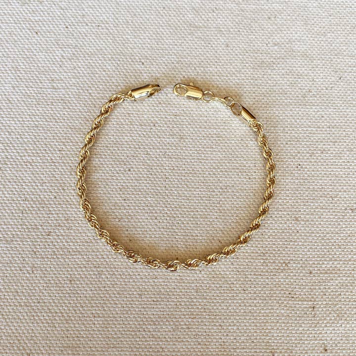 GoldFi - Wholesale Link & Chain Bracelet - 18k Gold Filled 3mm Rope Bracelet