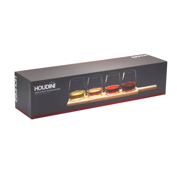 Houdini Barware - Wholesale Wine Glass - Houdini 5pc Wine Flight Tasting Board