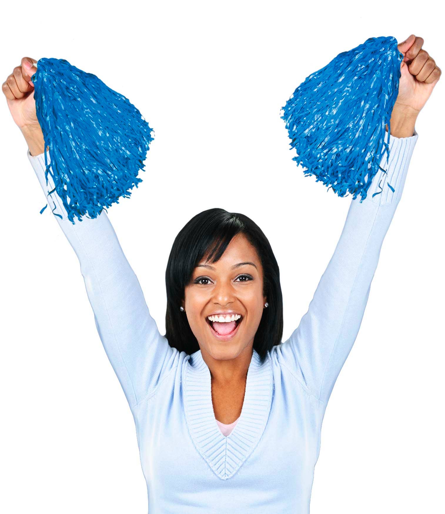Windy City Novelties - Wholesale Pom Poms - 16" Blue Cheerleading Pom Poms - 40g with 400-500 Streamers0