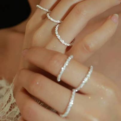 happyzzzsu - Wholesale Band/Stacked Ring - 925 Sterling Silver Super Sparkle Ring5