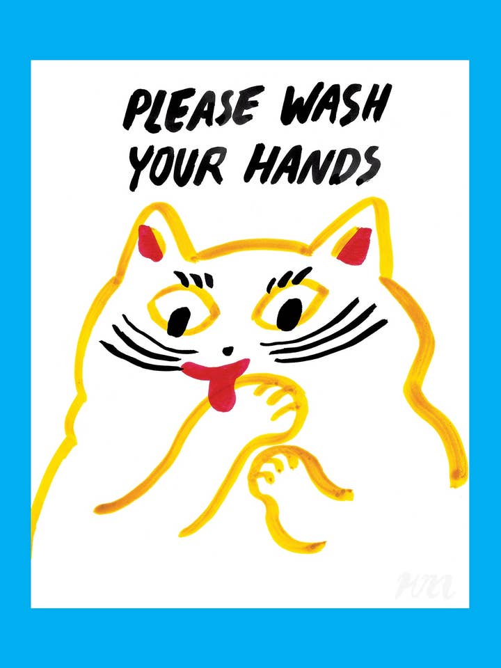 Veuillez vous laver les mains, impression de chat pour la vente par Kristina Micotti