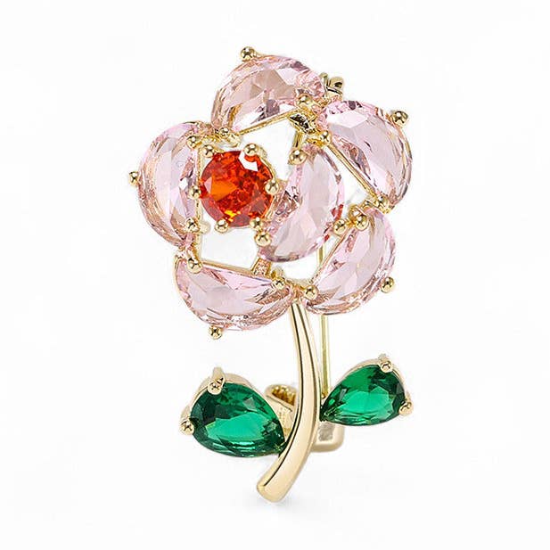 Mini Crystal Rose Brosch för wholesale av White Leaf