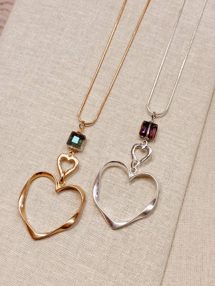 Crystal Large Heart Statement Pendant Necklace for wholesale by Gracie Rose Designs