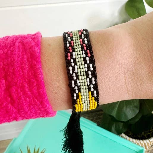 Folklore Couture - Wholesale Beaded Bracelet - Tassel Friendship Bracelets | Bracelets with Tassels | Black