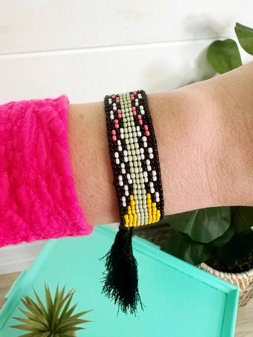 Tassel Friendship Bracelets | Bracelets with Tassels | Black for wholesale by Folklore Couture