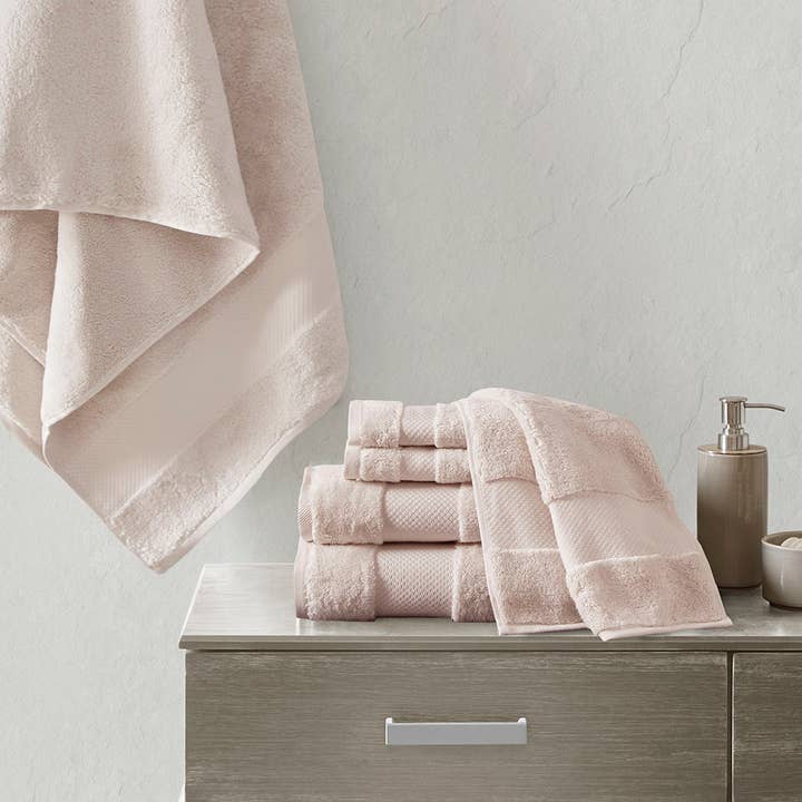 Olliix - Wholesale Towel Set - Turkish Cotton 6-Piece Bathroom Towel Set, Blush