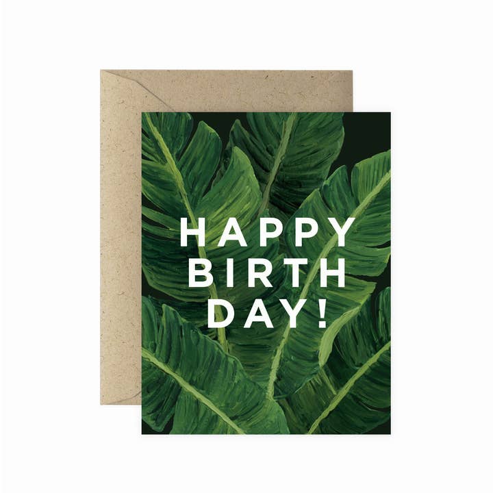 Banana Leaf Happy Birthday Greeting Card for wholesale by Paper Anchor Co.