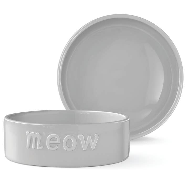 Petshop by Fringe Studio - Wholesale Pet Bowl - Cat/Dog - Sculpt Meow Gray Sm Sculpted Bowl