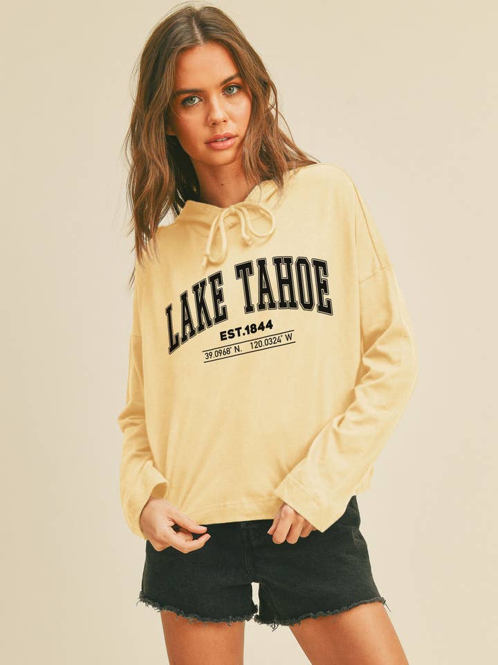 Lake Tahoe Graphic Hooded T-Shirt for wholesale by Honestee