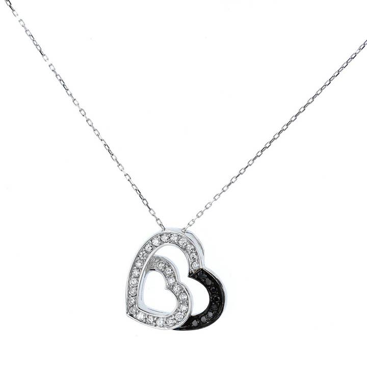 Black & White Diamond Heart Pendant for wholesale by NYMAN JEWELERS
